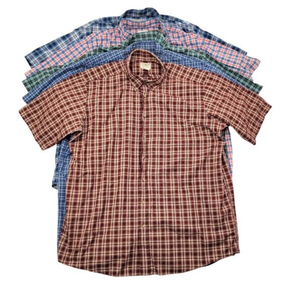 LL Bean Button Down Shirt Men's XXL TALL Short Sleeve Traditional Fit Lot of 5 - Picture 1 of 16